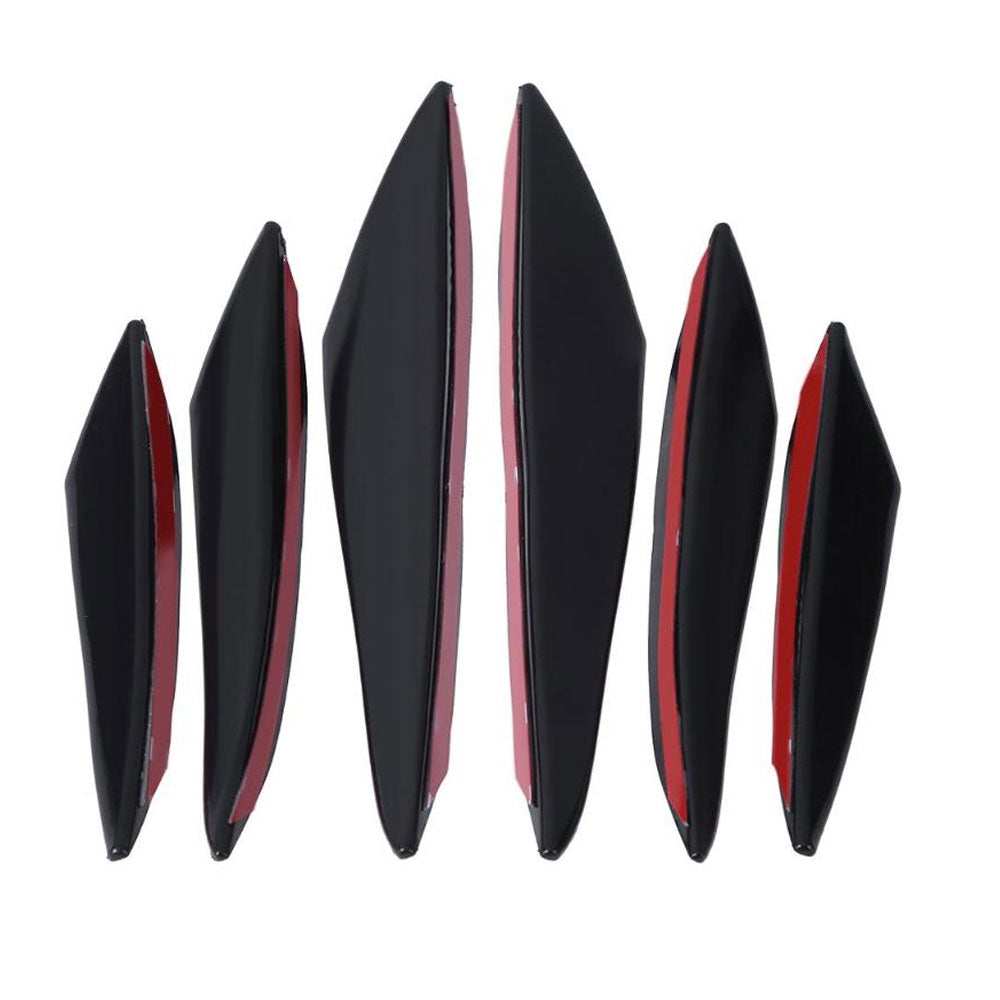 YG0059  6Pcs/Set Universal PP Car Front Bumper Lip Spoiler Fins Canards Trim Kit with Adhesive Tape - US85.COM