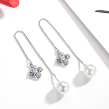 Load image into Gallery viewer, 1Pair Lucky Leaves Flowers 925 Sterling Silver Tassel Drop Earrings Long Chain Ear Line Crystal Pearls - US85.COM