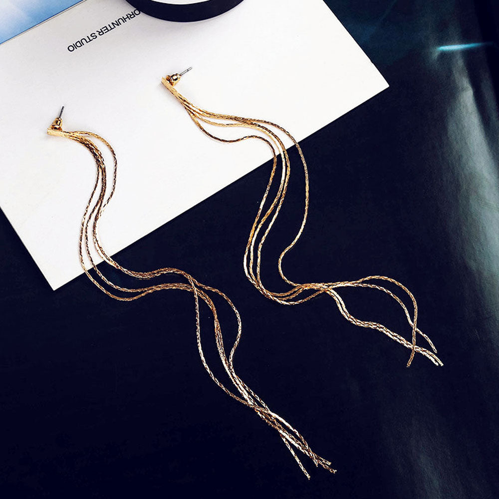1Pair  Long Drop Chain Tassel Earrings Elegant Dangle Earrings Bohemian Jewelry Big Boho Earrings Jewelry for Women Girls Wedding - US85.COM
