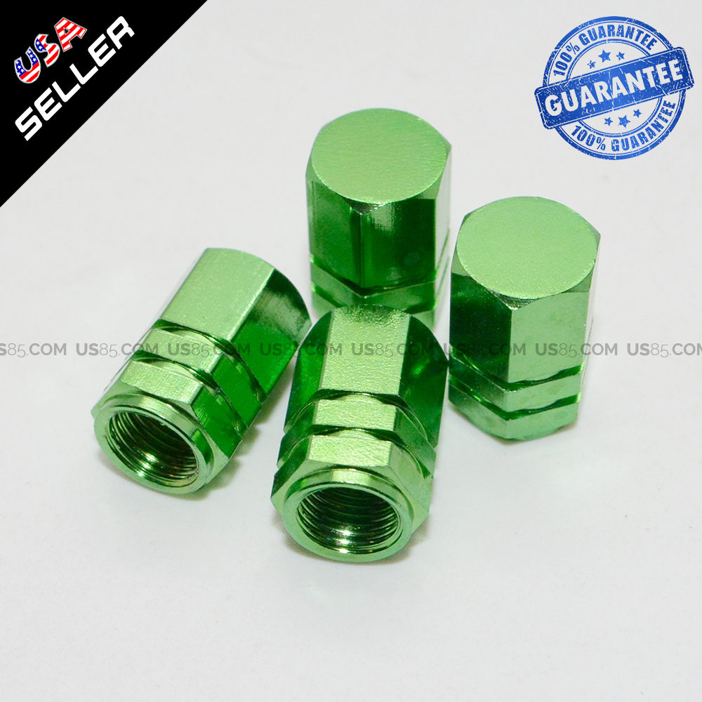 Green Aluminum Tire Wheel Rims Stem Air Valve Caps Tyre Cover Fit All Auto Car - US85.COM