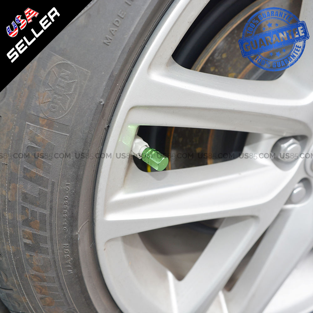 Green Aluminum Tire Wheel Rims Stem Air Valve Caps Tyre Cover Fit All Auto Car - US85.COM