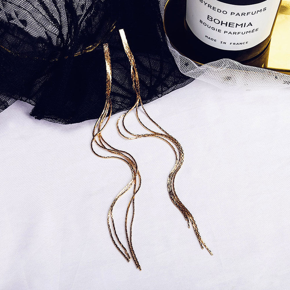 1Pair  Long Drop Chain Tassel Earrings Elegant Dangle Earrings Bohemian Jewelry Big Boho Earrings Jewelry for Women Girls Wedding - US85.COM