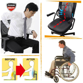 Universal 2x Mesh Back Support Lumbar Brace For Car Office Seat Chair Cushion - US85.COM