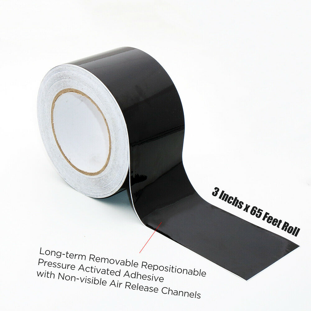 65' 3" Gloss Black Vinyl Wrap Roll Sheet Film For Door Trim Tint Chrome Delete - US85.COM