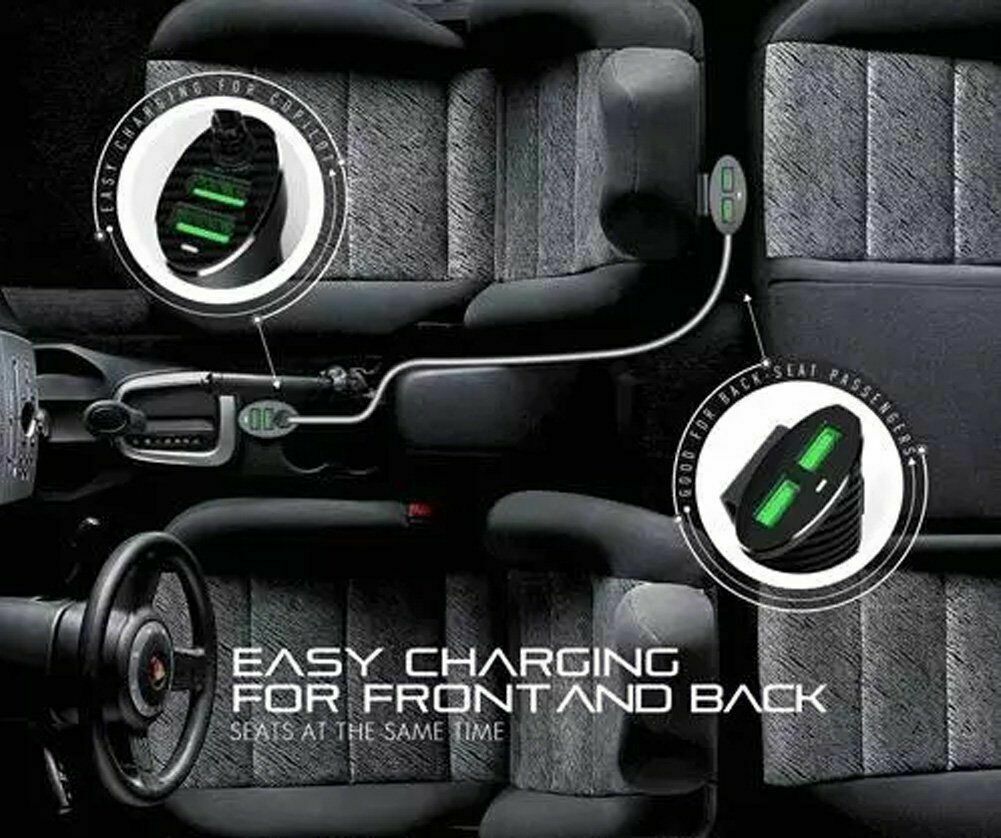 4-Port Multi USB Car  Charger Uber Lyft Driver Front Back Seat Passenger Adapter - US85.COM