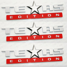 Load image into Gallery viewer, 3x Chrome Red TEXAS Edition Logo Emblem Badge Stickers Chevrolet Decoration TEAS - US85.COM