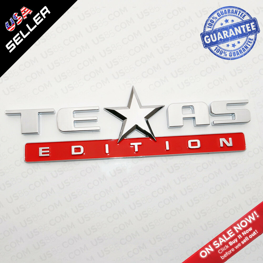 Chrome & Red TEXAS Edition Logo Emblem Badge Stickers Chevrolet Decoration TEAS - US85.COM