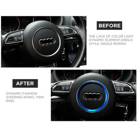 Audi Aluminum Steering Wheel Ring Logo Badge Sticker Emblem Decoration - Blue - US85.COM