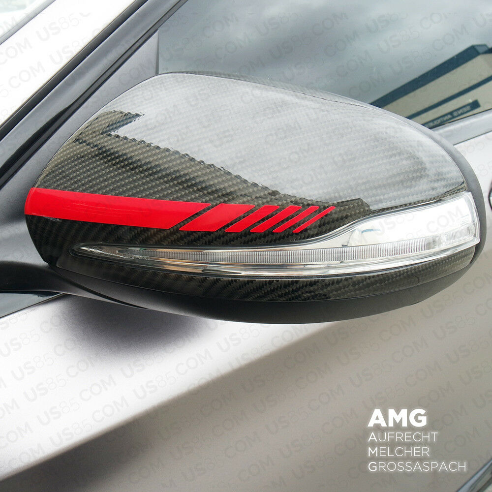 Red New Mercedes Rearview Mirror Cover Trim Strip Sticker Vinyl Racing Decal AMG - US85.COM