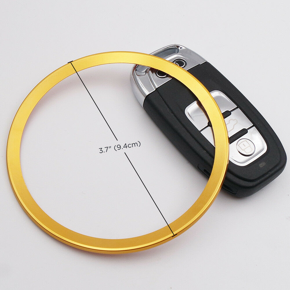 Audi Aluminum Steering Wheel Ring Logo Badge Sticker Emblem Decoration - Gold - US85.COM