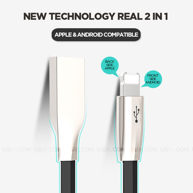 2 in 1 Micro USB & Lightning Data Sync Charger Cable Cord iPhone 6 5S Samsung S6 - US85.COM