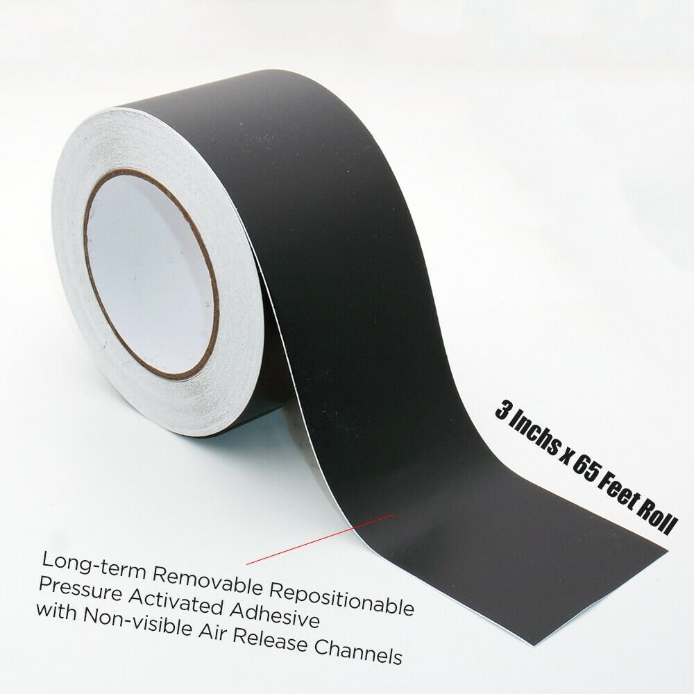 65' 3" Matte Black Vinyl Wrap Roll Sheet Film For Door Trim Tint Chrome Delete - US85.COM