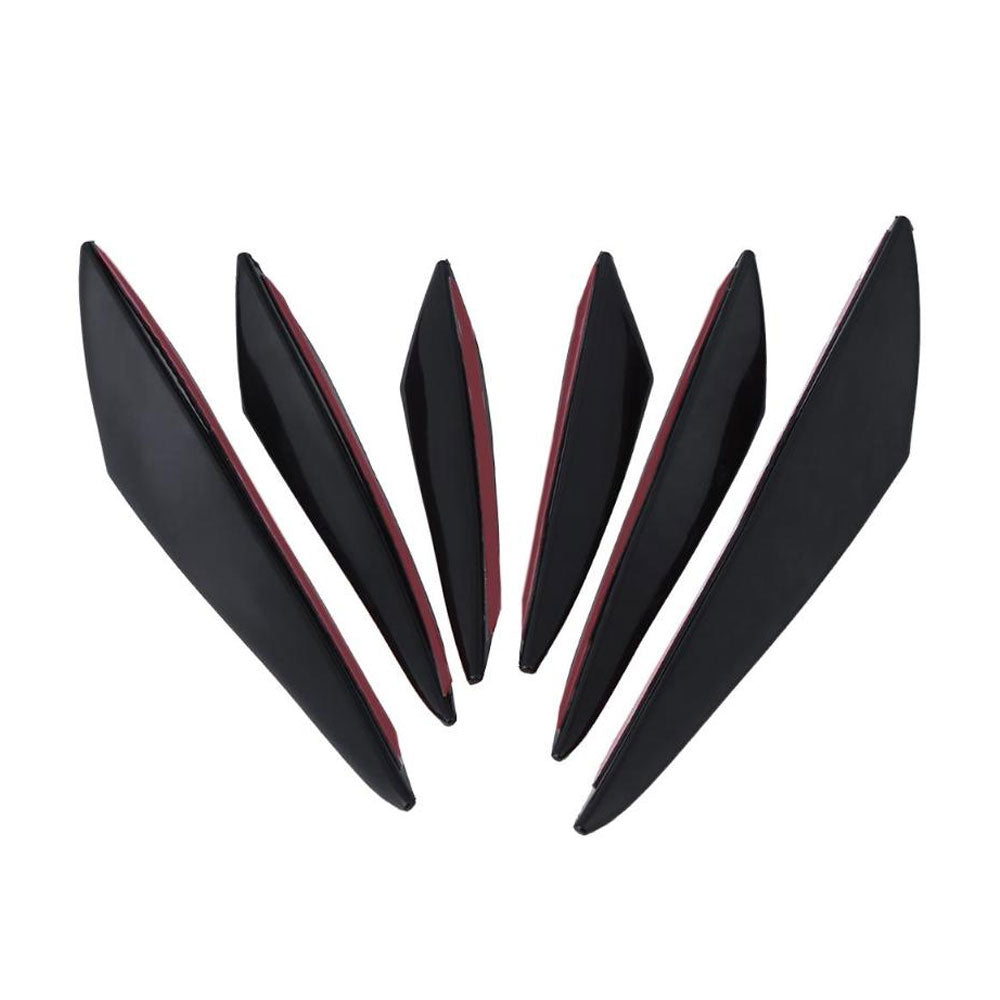 YG0059  6Pcs/Set Universal PP Car Front Bumper Lip Spoiler Fins Canards Trim Kit with Adhesive Tape - US85.COM