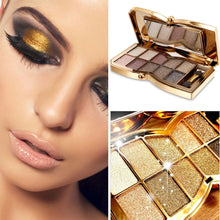 Load image into Gallery viewer, 1Pcs Eyeshadow 10 colors Eye Shadow Palette with Eyeshadow Brush and mirror , Professional Shimmer Waterproof Cosmetic Set - US85.COM