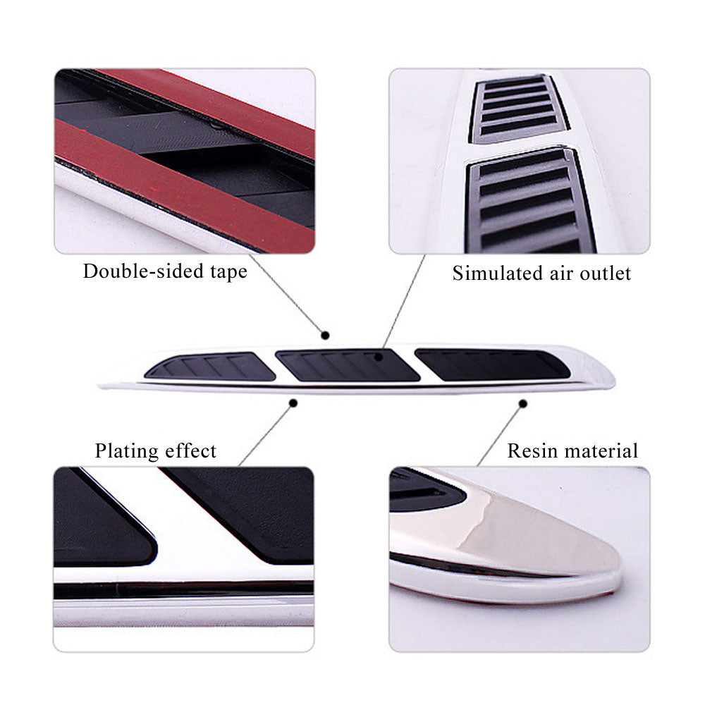 2Pcs/Set Auto Car 3D ABS resign Fake Side Air Vents Outlet Decorative Stickers Car Body Decal Bumper Sticker Car-Styling Car Accessories - US85.COM