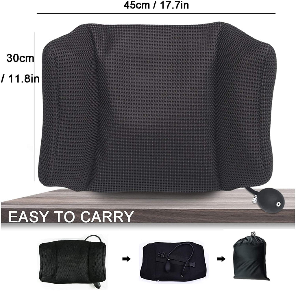 A0662-Tcare Portable Inflatable Lumbar Support Cushion/Massage Pillows - Orthopedic Design for Back Pain Relief - Lumbar Support Pillow with Premium Adjustable Straps