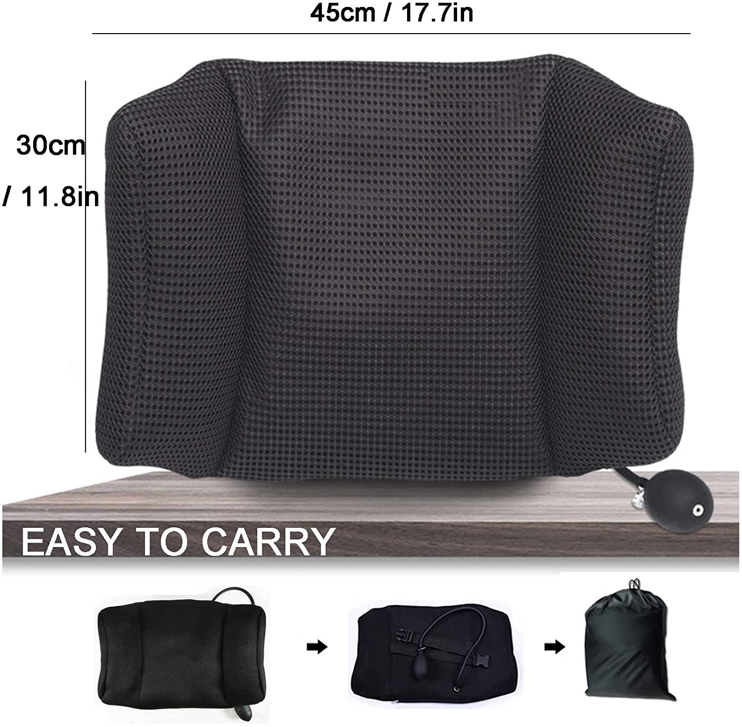 A0697 Tcare Inflatable Lumbar Support Back Cushion with 3D Mesh Cover –