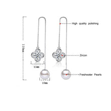 Load image into Gallery viewer, 1Pair Lucky Leaves Flowers 925 Sterling Silver Tassel Drop Earrings Long Chain Ear Line Crystal Pearls - US85.COM