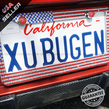 Load image into Gallery viewer, America US Diamond Silver Glitter Crystal Sparkling Bling Metal License Plate Frame Gift - US85.COM