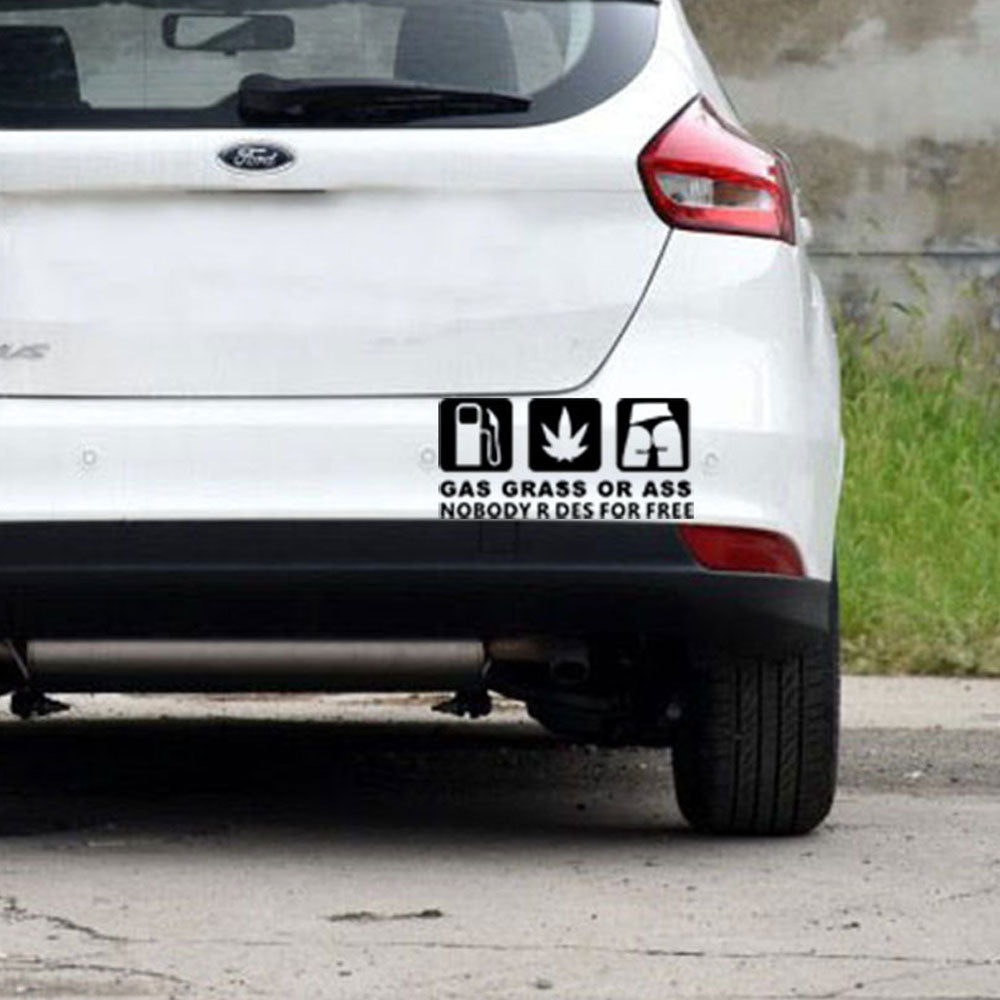 thumbnail image 2 of GAS GRASS OR ASS NO ONE RIDES FOR FREE - 4x6 White Vinyl Decal / Sticker 2 of 5