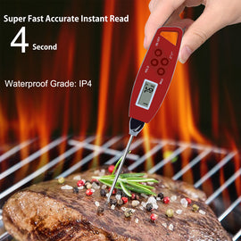 1Pcs Waterproof Instant Read Meat BBQ Kitchen Thermometer - Super Fast 4Second Read - Red Digital Food Cooking Thermometer - US85.COM