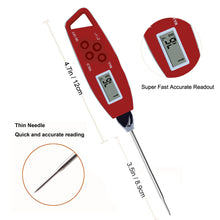 Load image into Gallery viewer, 1Pcs Waterproof Instant Read Meat BBQ Kitchen Thermometer - Super Fast 4Second Read - Red Digital Food Cooking Thermometer - US85.COM