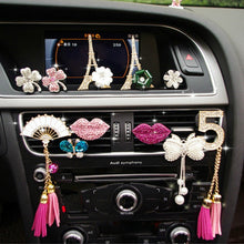 Load image into Gallery viewer, Fashion Diamond Pearl Bow Flower Car Styling Air Freshener Perfume For Car Air Condition Vent Smell Accessories Decoration