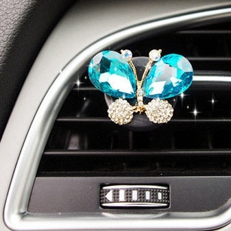 Fashion Diamond Pearl Bow Flower Car Styling Air Freshener Perfume For Car Air Condition Vent Smell Accessories Decoration
