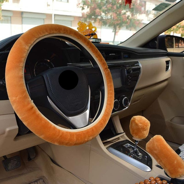 Universal High Quality Smooth Warm Plush Steering Wheel Cover for Car Accessories Decoration