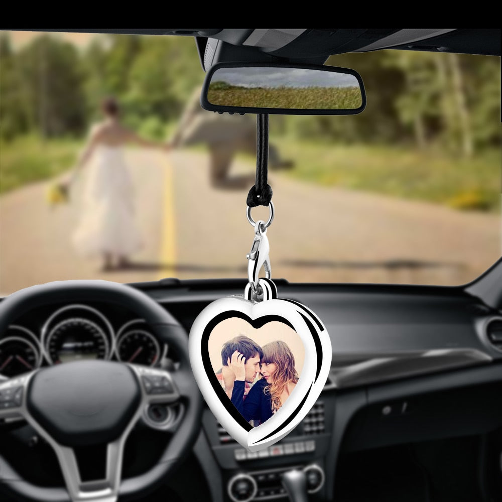 Auto Ornaments Interior Rear View Mirror Decoration Creative Car Back View Mirror Pendant Photo Frame  for Decoration Gift