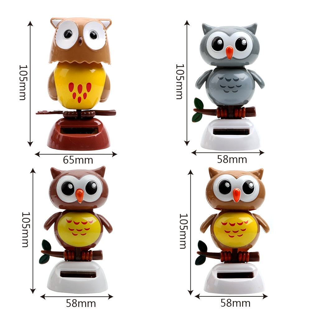 Cute Owl Birds Car Styling Solar Powered Swing Doll Dancing Shaking Head Dashboard Decoration