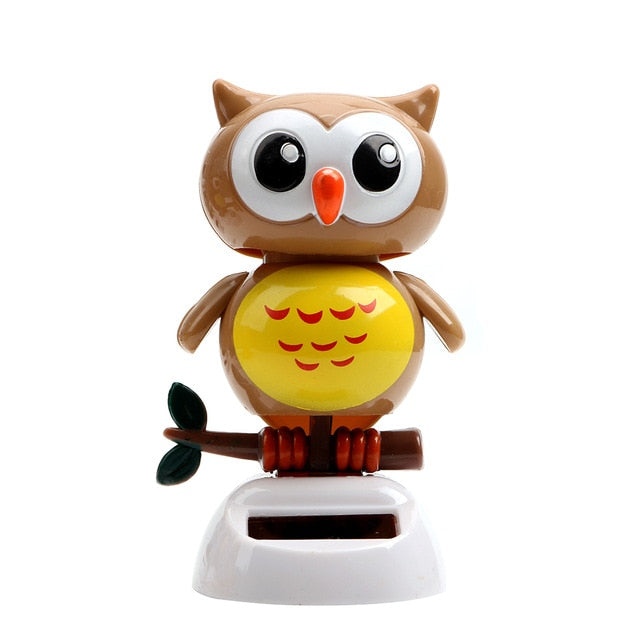 Cute Owl Birds Car Styling Solar Powered Swing Doll Dancing Shaking Head Dashboard Decoration