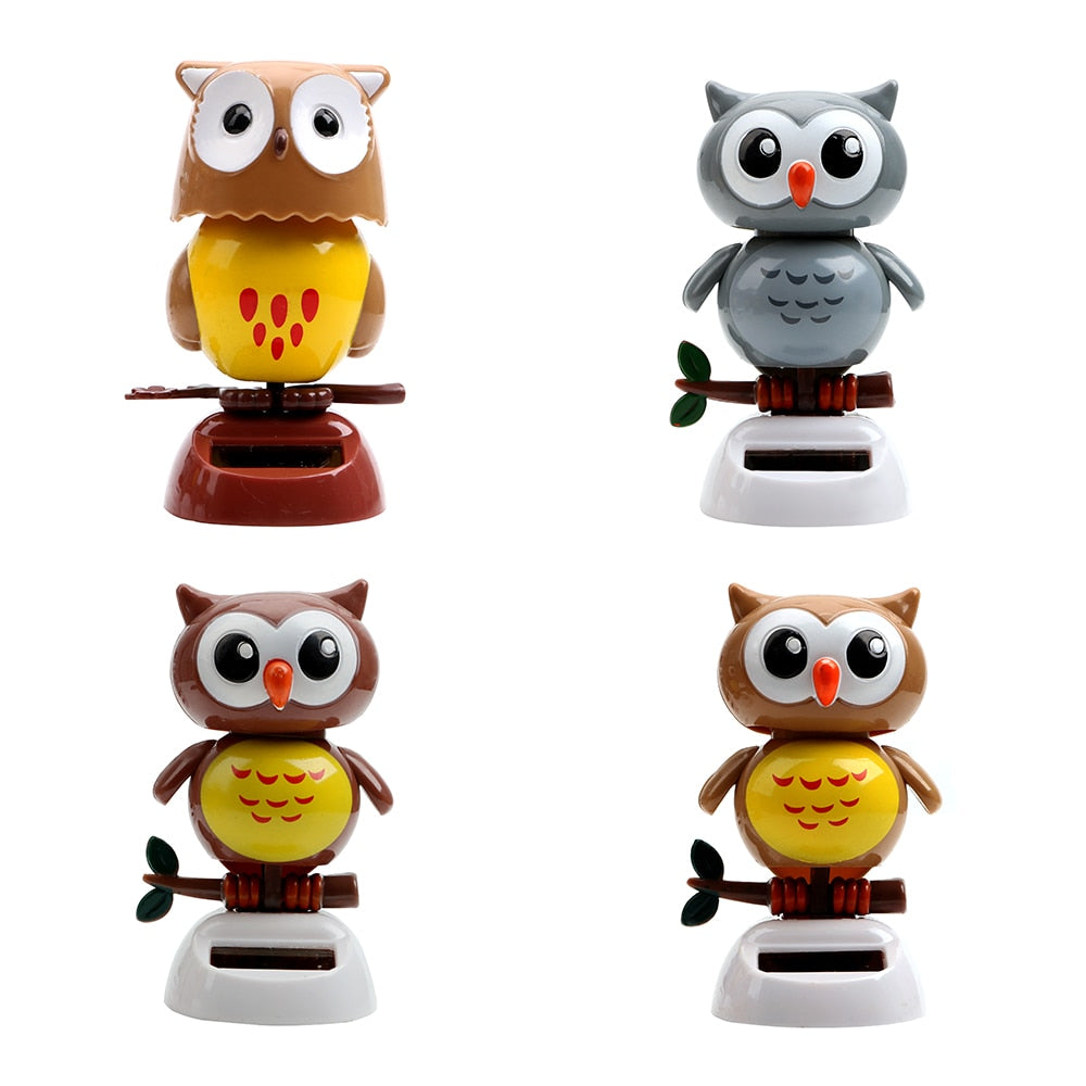 Cute Owl Birds Car Styling Solar Powered Swing Doll Dancing Shaking Head Dashboard Decoration