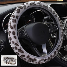 Load image into Gallery viewer, Universal Fashion Leopard Car Steering Wheel Cover Anti-Slip Soft Warm Flannelette Plush Elastic Section for Car Steering Wheel Protection Accessories