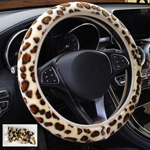 Load image into Gallery viewer, Universal Fashion Leopard Car Steering Wheel Cover Anti-Slip Soft Warm Flannelette Plush Elastic Section for Car Steering Wheel Protection Accessories