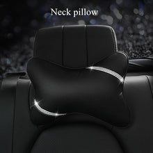 Load image into Gallery viewer, Fashion Universal Bling Crystal Rhinestone Diamond Faux Leather Car for Steering Wheel Covers Shift Knob Handbrake Seat-belt Neck Pillow Waist Support Armrest-pad Auto Accessories Set Series