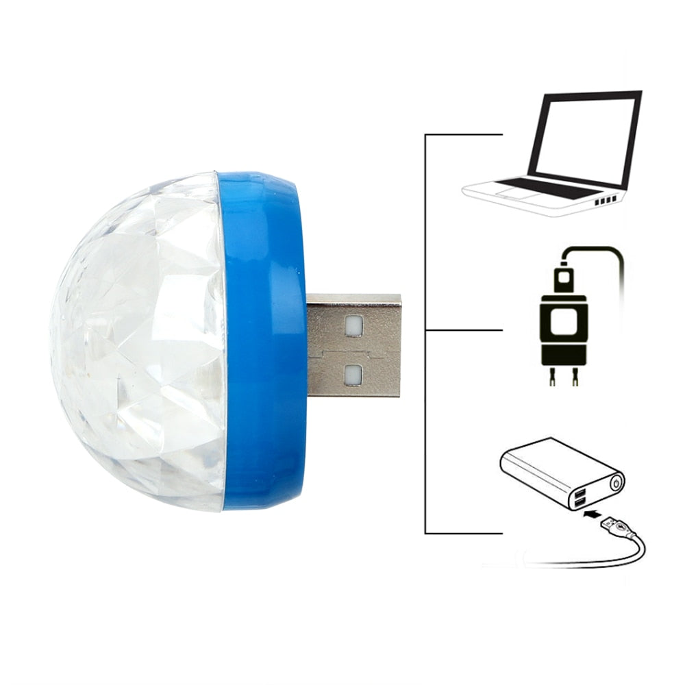 Car Mini RGB Atmosphere USB LED Light Decorative Lamp Club Disco Magic Stage Effect Lights for Auto Interior or Home