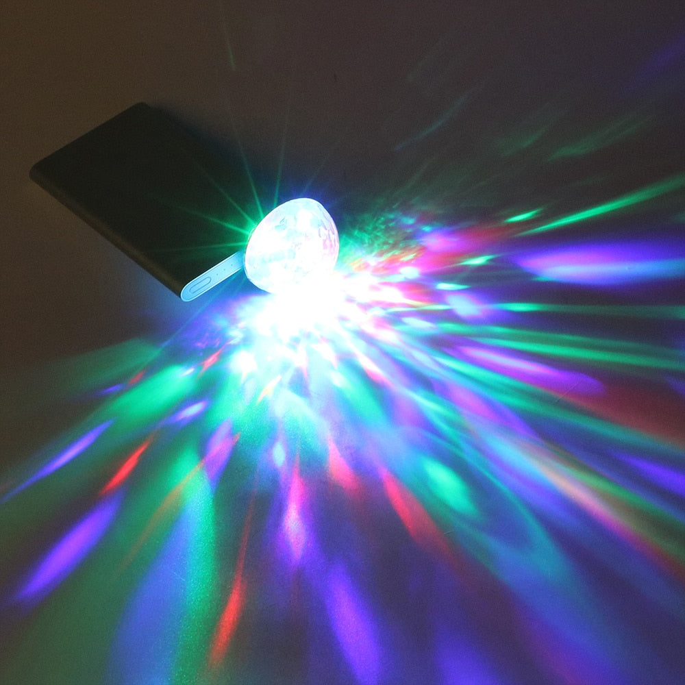 Car Mini RGB Atmosphere USB LED Light Decorative Lamp Club Disco Magic Stage Effect Lights for Auto Interior or Home