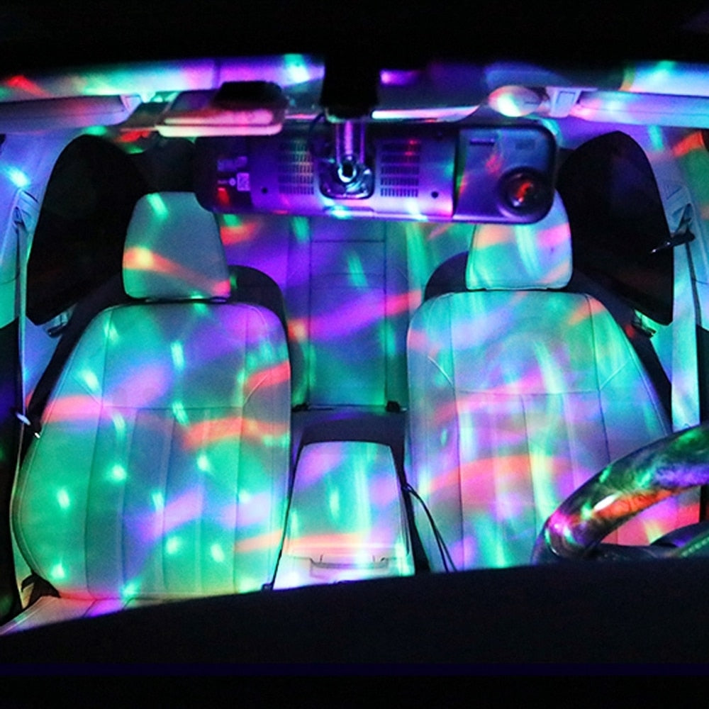 Car Mini USB Colorful  LED Light Lamp for Auto or Home Use DJ RGB  Music Holiday Party Karaoke Atmosphere Lamp Welcome Light