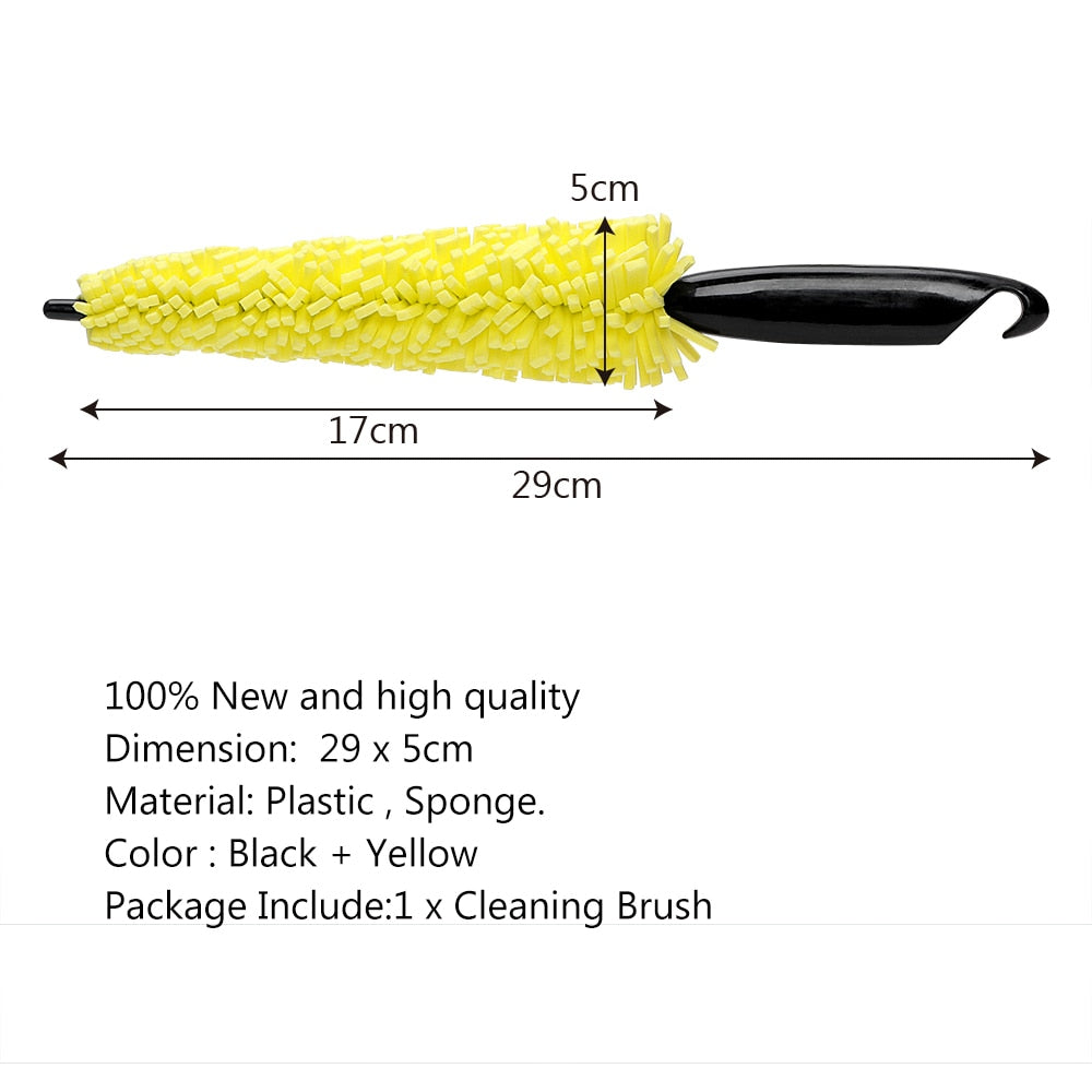 Car Wheel Wash Brush Vehicle Cleaning Wheel Rims Tire Washing Brush Auto Scrub Brush Car Wash Sponges Tools with Plastic Handle