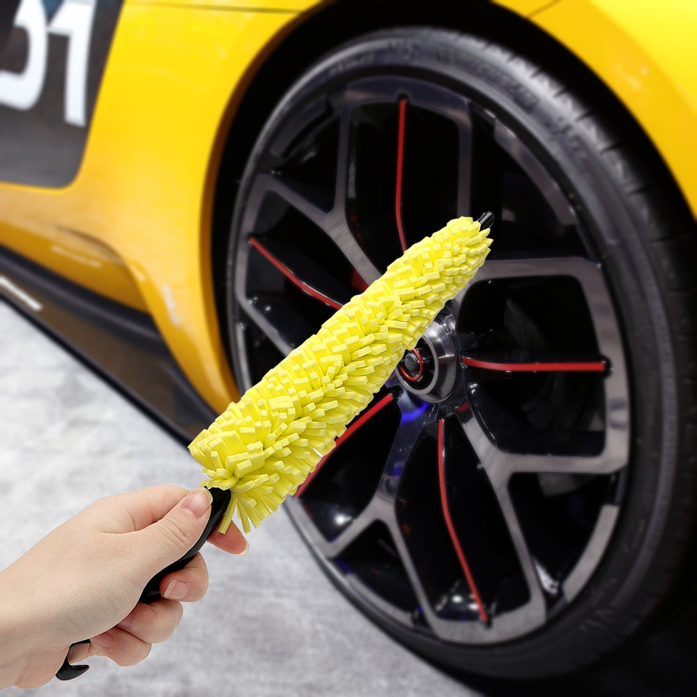 Car Wheel Wash Brush Vehicle Cleaning Wheel Rims Tire Washing Brush Auto Scrub Brush Car Wash Sponges Tools with Plastic Handle