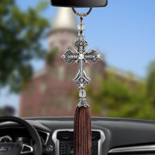 Load image into Gallery viewer, Car Rear View Mirror Pendant Hanging Metal and Crystal Diamond Cross Jesus Christian Styling Auto Accessories Decoration