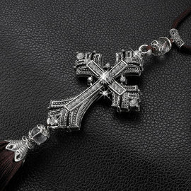 Car Rear View Mirror Pendant Hanging Metal and Crystal Diamond Cross Jesus Christian Styling Auto Accessories Decoration