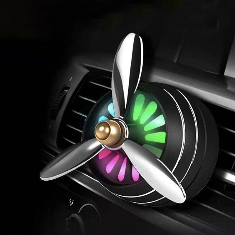 Mini LED Atmosphere Light Fan for Alloy Auto Vent Outlet Perfume Clip Car Smell Air Freshener Conditioning  Fresh Aromatherapy Fragrance