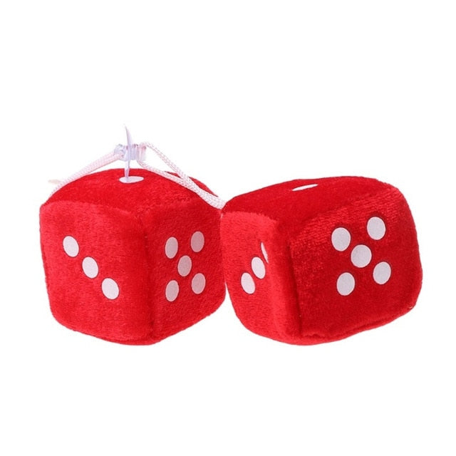 2Pcs Car Styling Fuzzy Dice Dots Rear View Mirror Hanger Decoration Auto Accessories Interior Ornaments