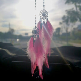 Car Mini Dream Catcher Accessory Smooth feather Interior Mirror Hanging Pendant for Auto or Home Decoration