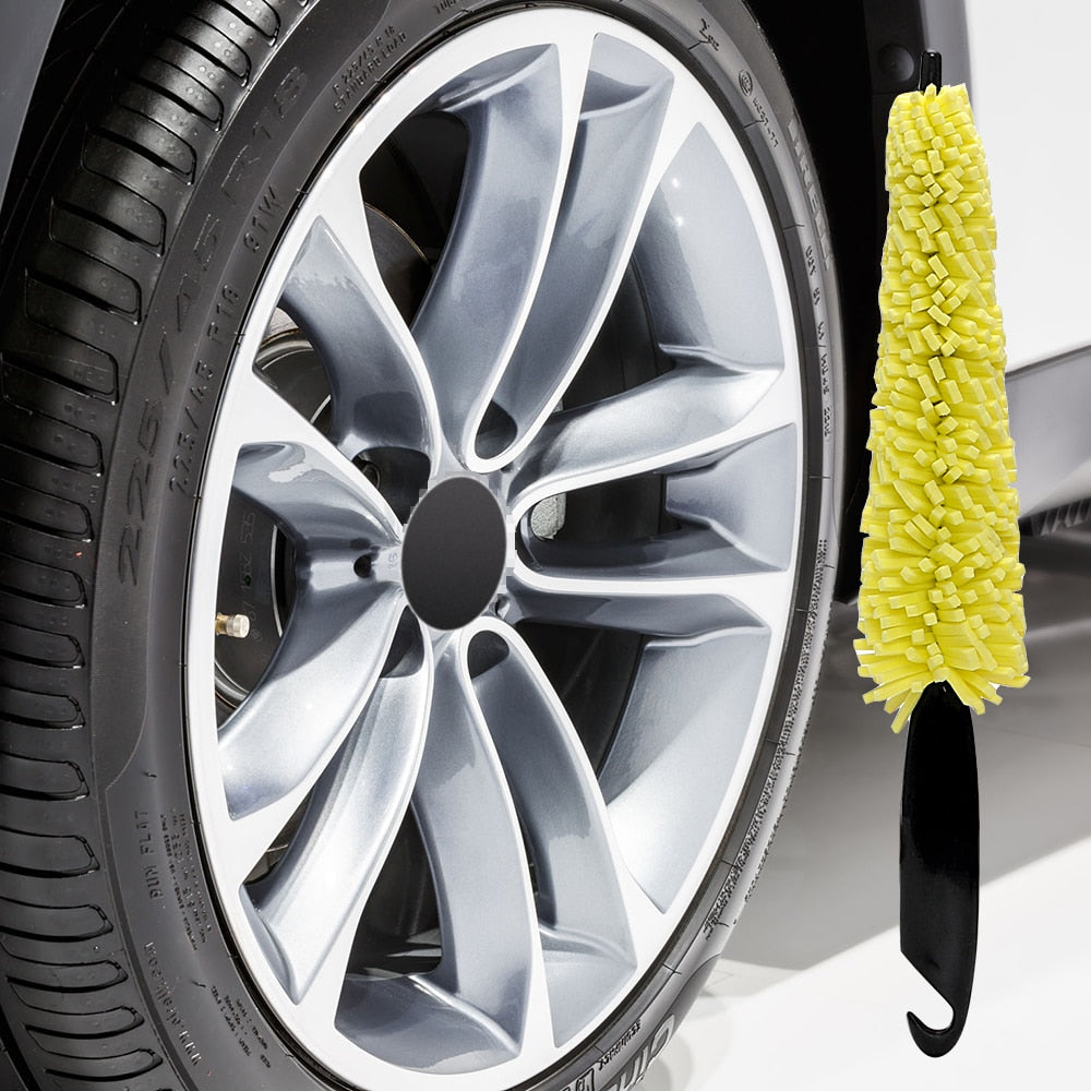 Car Wheel Wash Brush Vehicle Cleaning Wheel Rims Tire Washing Brush Auto Scrub Brush Car Wash Sponges Tools with Plastic Handle