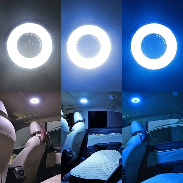 Car Interior LED Reading Light DRL Square Dome Vehicle Indoor Ceiling Lamp Roof Magnet Auto Day Light Trunk USB Charging