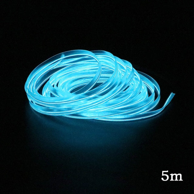 12V Flexible Neon EL Wire Rope Indoor Interior Light for AUTO 1m/2m/3m/5m Car LED Strips Auto Decoration Atmosphere Lamp