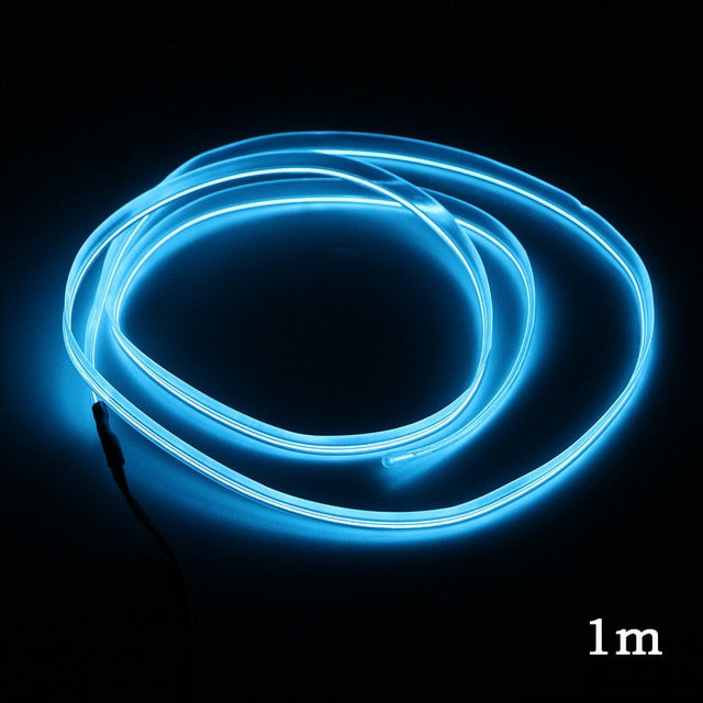 12V Flexible Neon EL Wire Rope Indoor Interior Light for AUTO 1m/2m/3m/5m Car LED Strips Auto Decoration Atmosphere Lamp